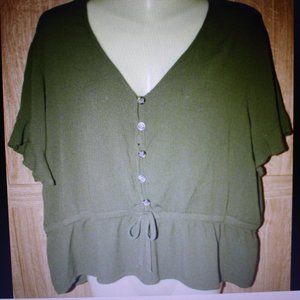 Live 4 Truth Women's Short Sleeve Top Gathered Waist Size 1X